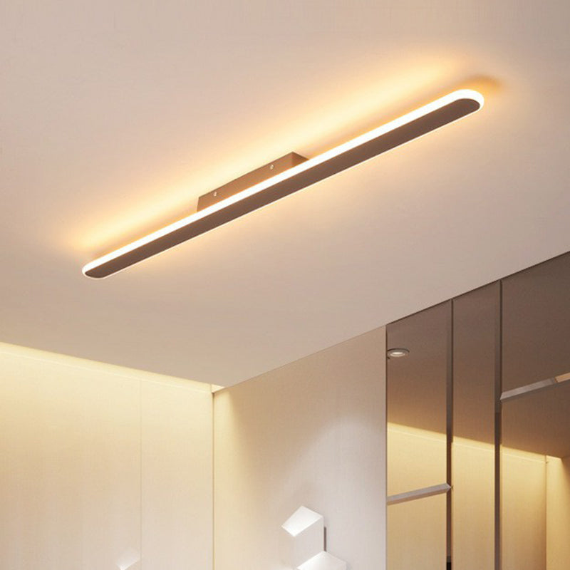 Linear Shaped Metallic LED Flush Mount Modern Coffee Flushmount Ceiling Light for Corridor Clearhalo 'Ceiling Lights' 'Close To Ceiling Lights' 'Close to ceiling' 'Flush mount' Lighting' 2228146
