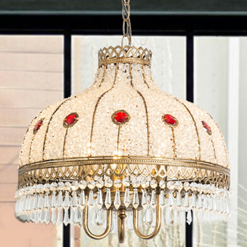 Taavita Suspension Light Antique 1/2/3 Bulbs Restaurant Pendant Light Fixture with Dangling Crystal