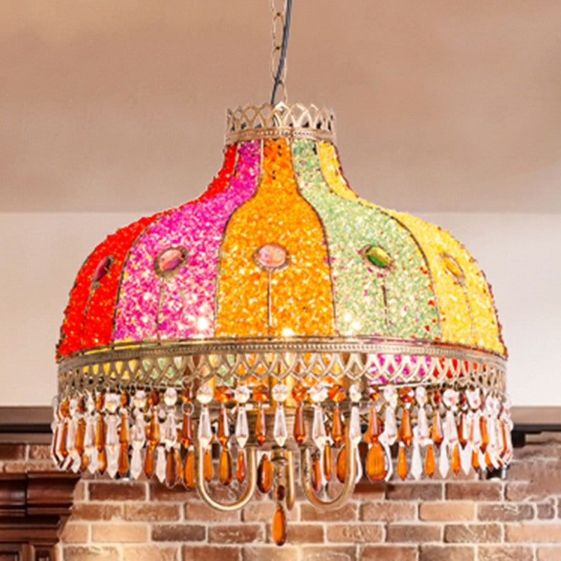 Taavita Suspension Light Antique 1/2/3 Bulbs Restaurant Pendant Light Fixture with Dangling Crystal