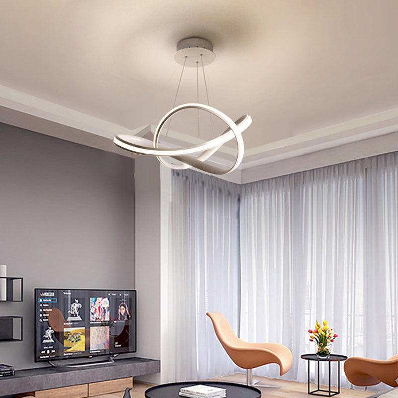 Modern Seamless Curve LED Chandelier Light in Metallic for Dining Room - Light Gray-White
