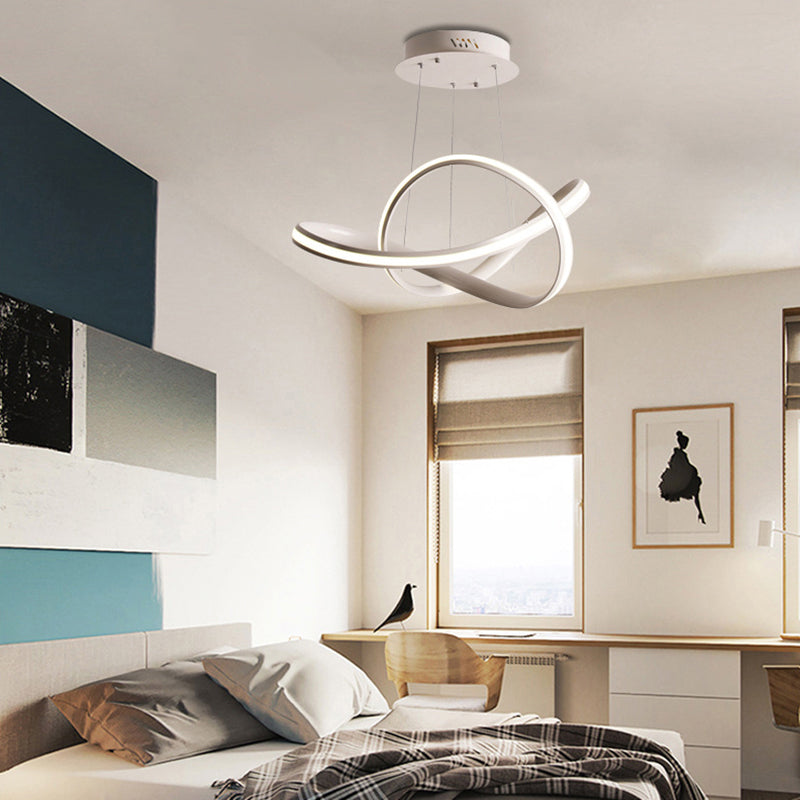 Modern Seamless Curve LED Chandelier Light in Metallic for Dining Room - Light Gray-White