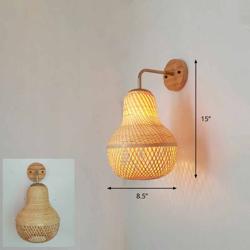 Handcrafted Corridor Wall Light Fixture Bamboo Single-Bulb Contemporary Wall Mounted Lamp in Wood Wood R Clearhalo 'Wall Lamps & Sconces' 'Wall Lights' Lighting' 2241660