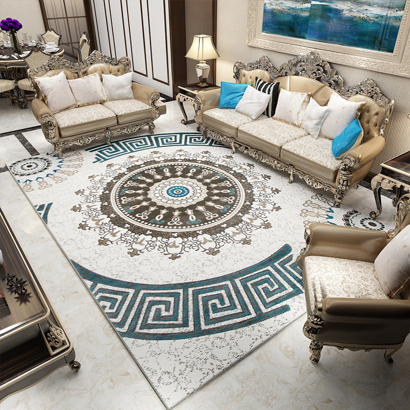 Classic Multicolor Olden Rug Synthetics Geometric Print Area Rug Pet Friendly Machine Washable Carpet for Parlor Blue-Brown Clearhalo 'Area Rug' 'Rugs' 'Shabby Chic' Rug' 2242857