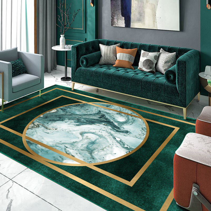 Simple Geometric Print Rug Multi Colored Synthetics Anti-Slip Machine Washable Area Carpet for Parlor Blackish Green Clearhalo 'Area Rug' 'Rug' 2245302