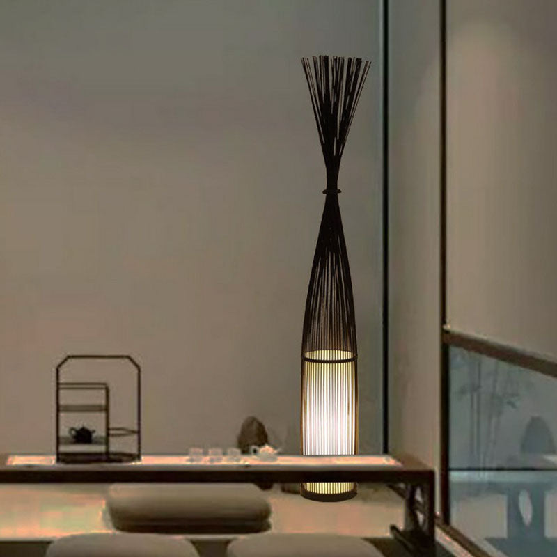 Taavita Handwoven Floor Lamp Asian Style 1 Bulb Standing Light for Living Room