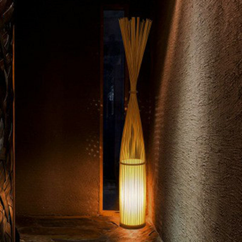 Taavita Handwoven Floor Lamp Asian Style 1 Bulb Standing Light for Living Room