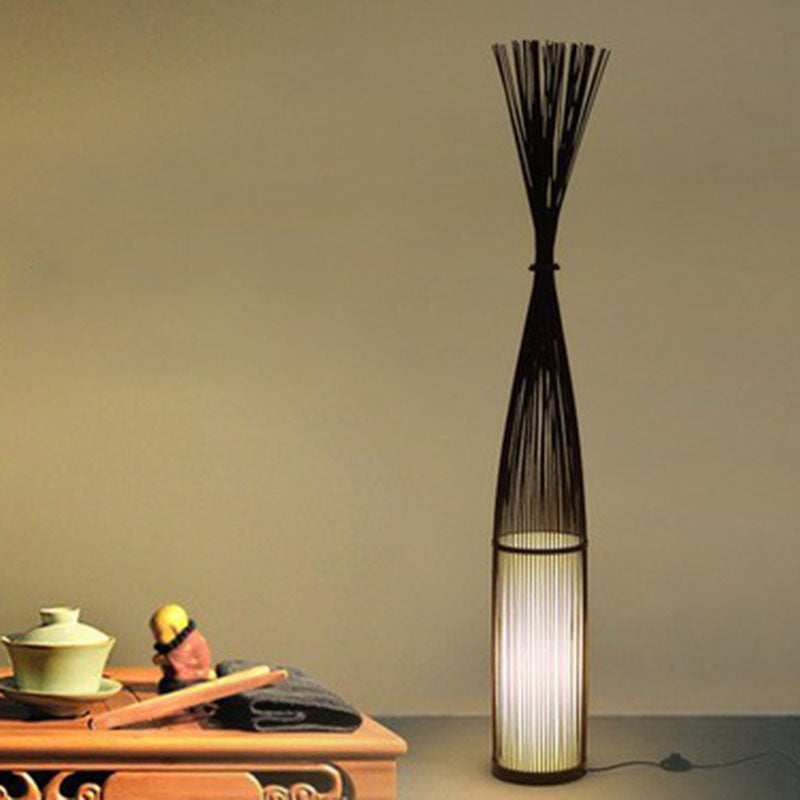 Taavita Handwoven Floor Lamp Asian Style 1 Bulb Standing Light for Living Room