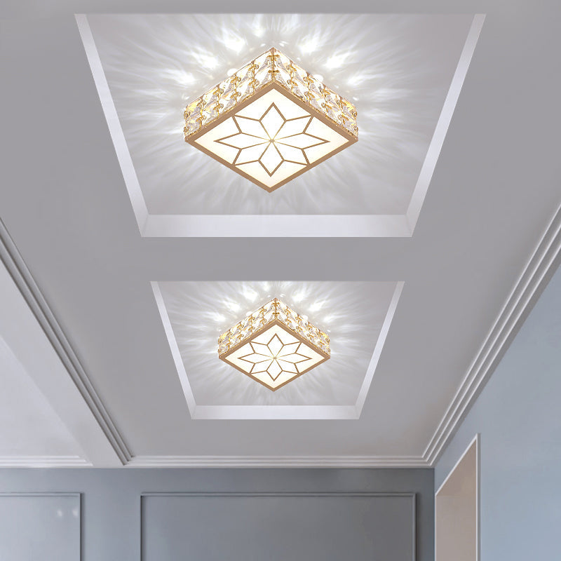 Taavita LED Flush Mount Light with Simple Crystal Embedded Design for Foyer Ceiling Lighting