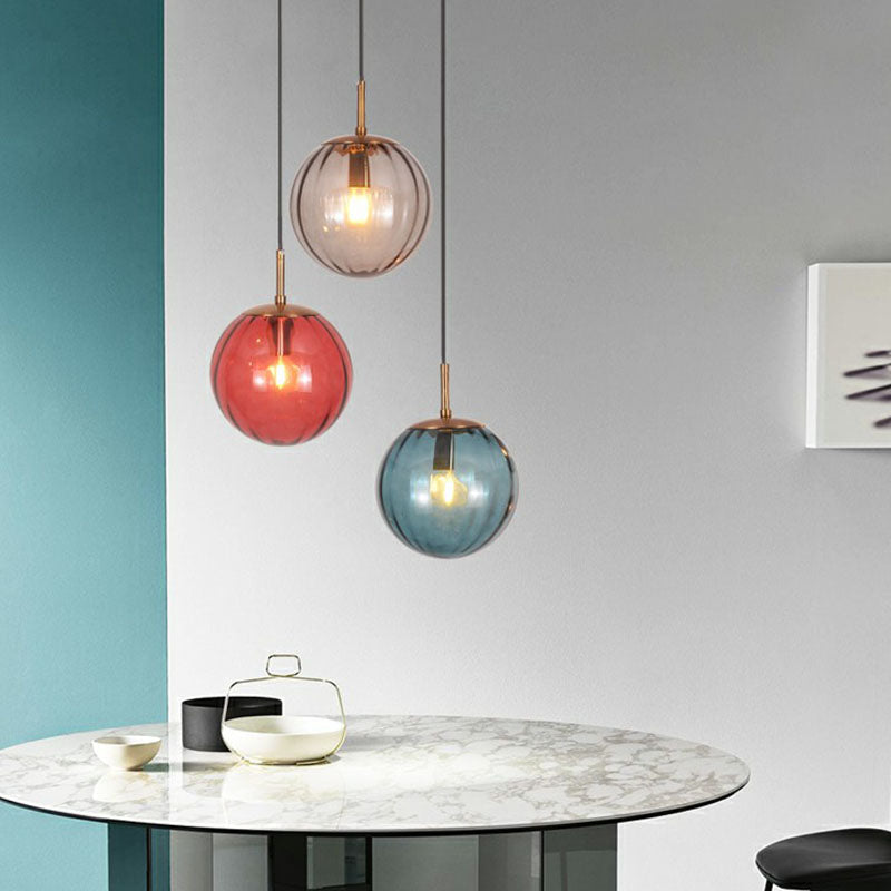 Modern 1-Light Hanging Lamp with Glass Pumpkin-Shaped Pendant for Taavita Room