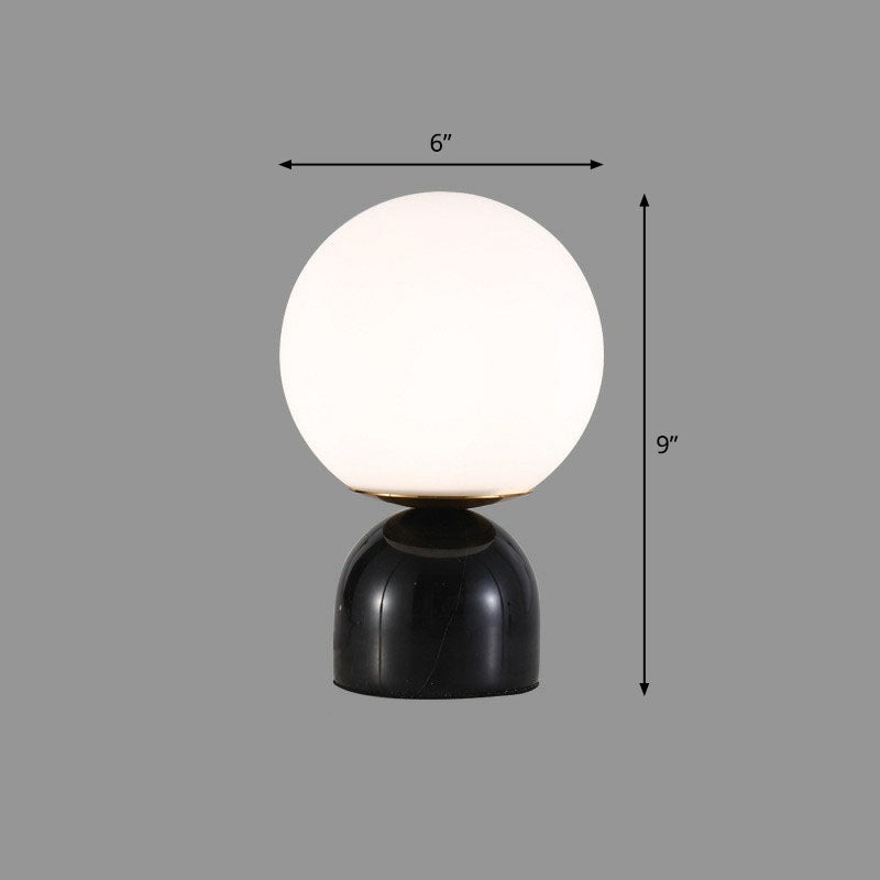 Taavita White Glass Table Lamp Nordic 1 Head Nightstand Light with Dome Marble Base