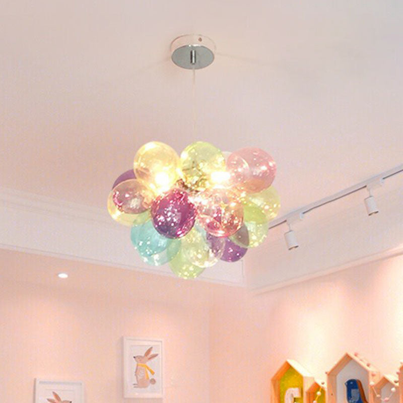Taavita Multicolored Glass Kids Bedroom Chandelier Cartoon LED Hanging Lamp in Stainless Steel