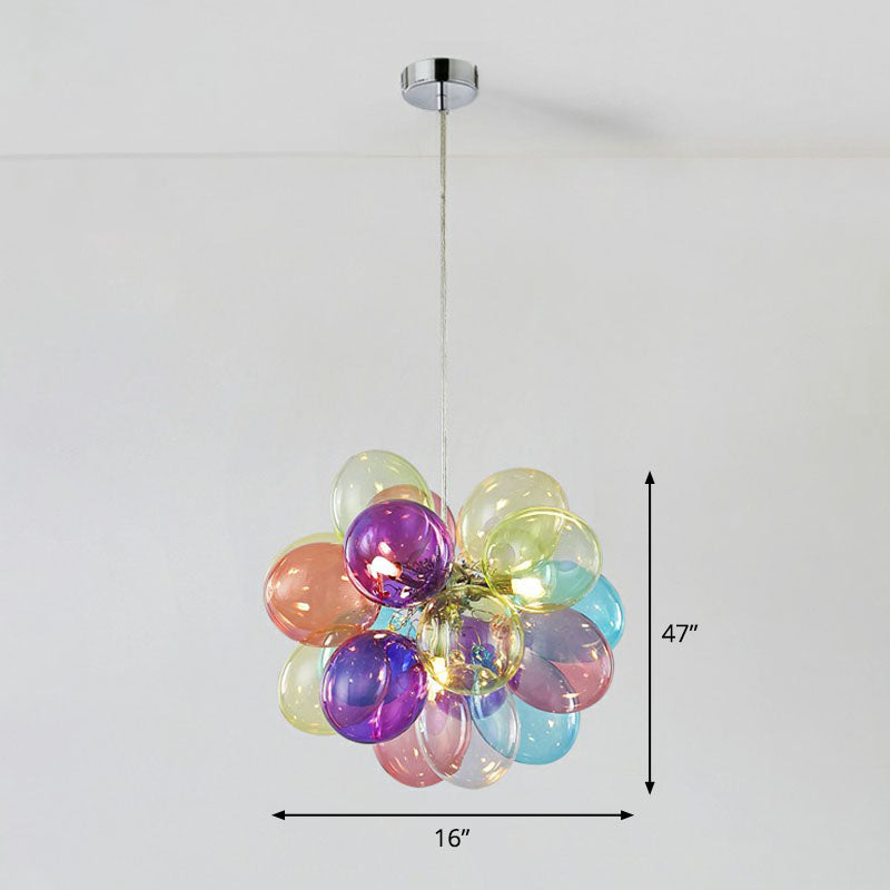 Taavita Multicolored Glass Kids Bedroom Chandelier Cartoon LED Hanging Lamp in Stainless Steel