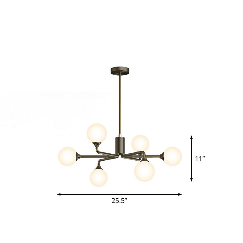 Taavita Ceiling Chandelier Postmodern Milky Ball Glass Hanging Light Kit for Living Room