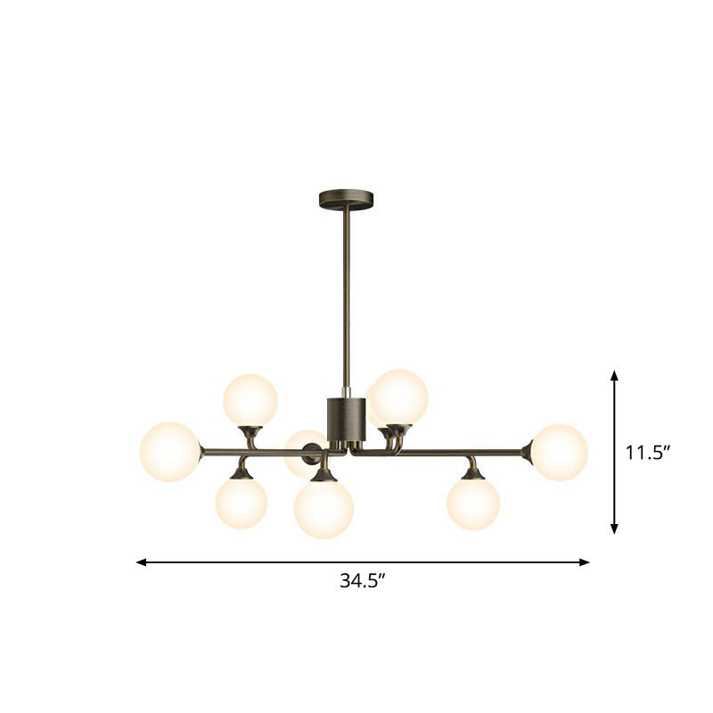 Sputnik Ceiling Chandelier Postmodern Milky Ball Glass Living Room Hanging Light Kit 6 Black Clearhalo 'Ceiling Lights' 'Chandeliers' 'Modern Chandeliers' 'Modern' Lighting' 2269199