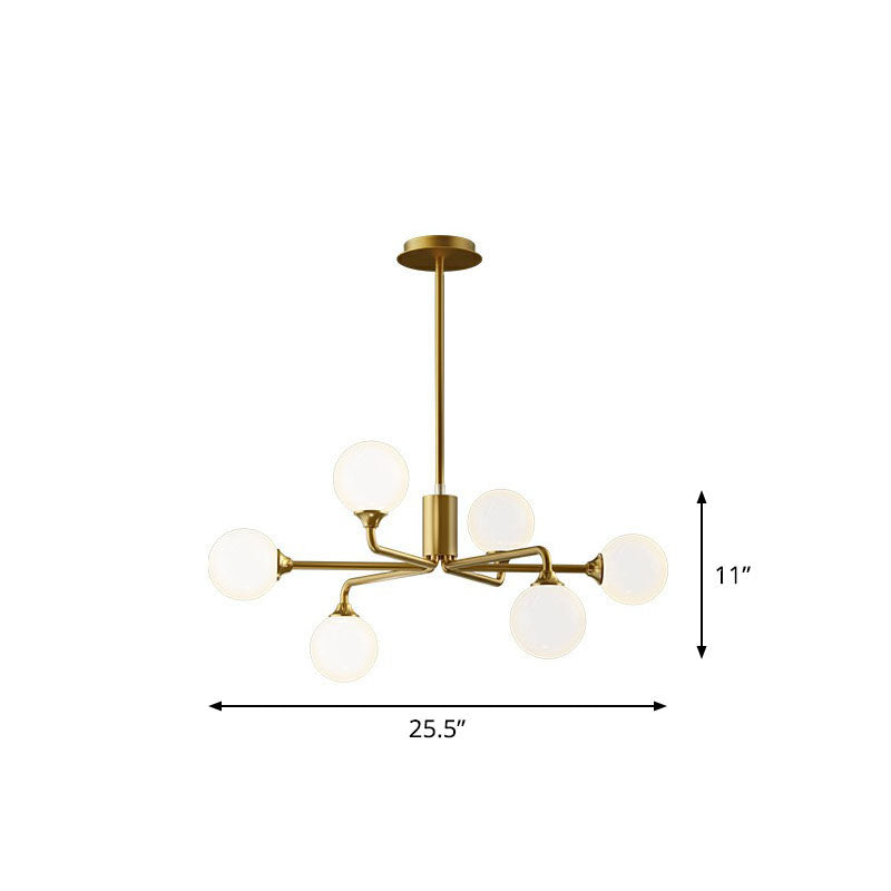 Sputnik Ceiling Chandelier Postmodern Milky Ball Glass Living Room Hanging Light Kit 12 Gold Clearhalo 'Ceiling Lights' 'Chandeliers' 'Modern Chandeliers' 'Modern' Lighting' 2269198