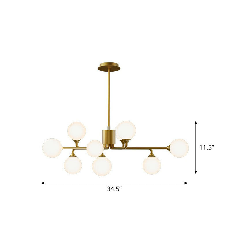 Sputnik Ceiling Chandelier Postmodern Milky Ball Glass Living Room Hanging Light Kit 6 Gold Clearhalo 'Ceiling Lights' 'Chandeliers' 'Modern Chandeliers' 'Modern' Lighting' 2269203
