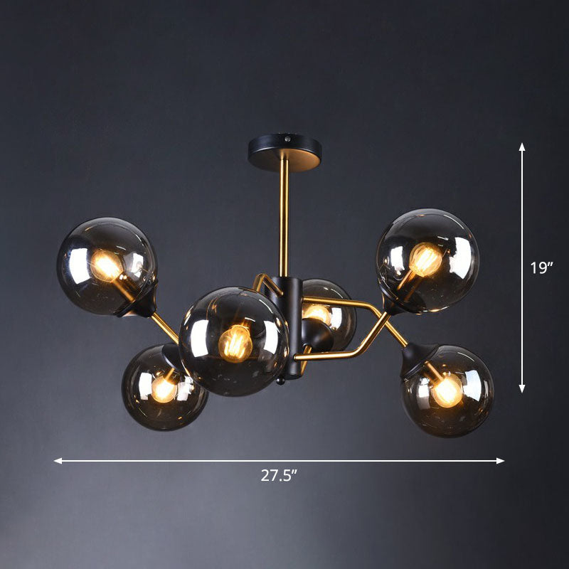 Postmodern Molecule Chandelier Light Glass Living Room Ceiling Suspension Lamp in Black-Brass 8 Amber Clearhalo 'Ceiling Lights' 'Chandeliers' 'Clear' 'Industrial' 'Modern Chandeliers' 'Modern' 'Tiffany' 'Traditional Chandeliers' Lighting' 2269214