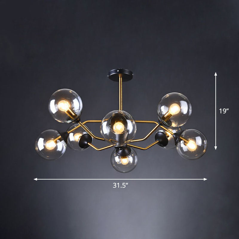 Postmodern Molecule Chandelier Light Glass Living Room Ceiling Suspension Lamp in Black-Brass 6 Amber Clearhalo 'Ceiling Lights' 'Chandeliers' 'Clear' 'Industrial' 'Modern Chandeliers' 'Modern' 'Tiffany' 'Traditional Chandeliers' Lighting' 2269208
