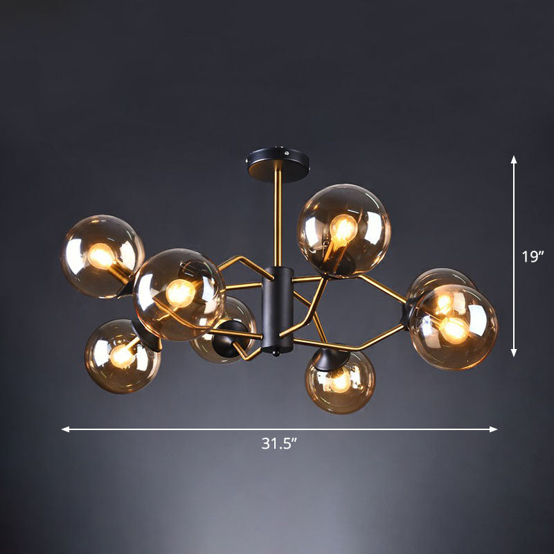 Postmodern Molecule Chandelier Light Glass Living Room Ceiling Suspension Lamp in Black-Brass 12 Smoke Gray Clearhalo 'Ceiling Lights' 'Chandeliers' 'Clear' 'Industrial' 'Modern Chandeliers' 'Modern' 'Tiffany' 'Traditional Chandeliers' Lighting' 2269219