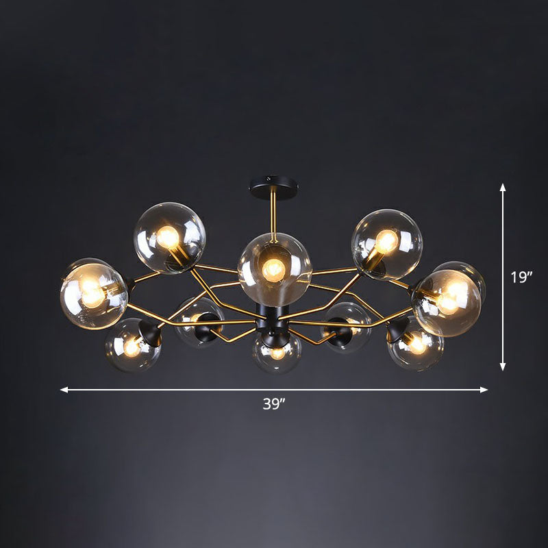 Postmodern Molecule Chandelier Light Glass Living Room Ceiling Suspension Lamp in Black-Brass 6 Clear Clearhalo 'Ceiling Lights' 'Chandeliers' 'Clear' 'Industrial' 'Modern Chandeliers' 'Modern' 'Tiffany' 'Traditional Chandeliers' Lighting' 2269207