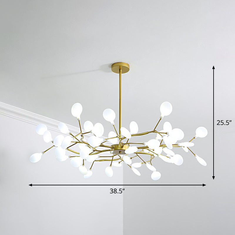 Gold Finish Firefly Hanging Lamp Modern Acrylic Chandelier Light Fixture for Living Room 36 Gold Clearhalo 'Ceiling Lights' 'Chandeliers' 'Modern Chandeliers' 'Modern' Lighting' 2282610