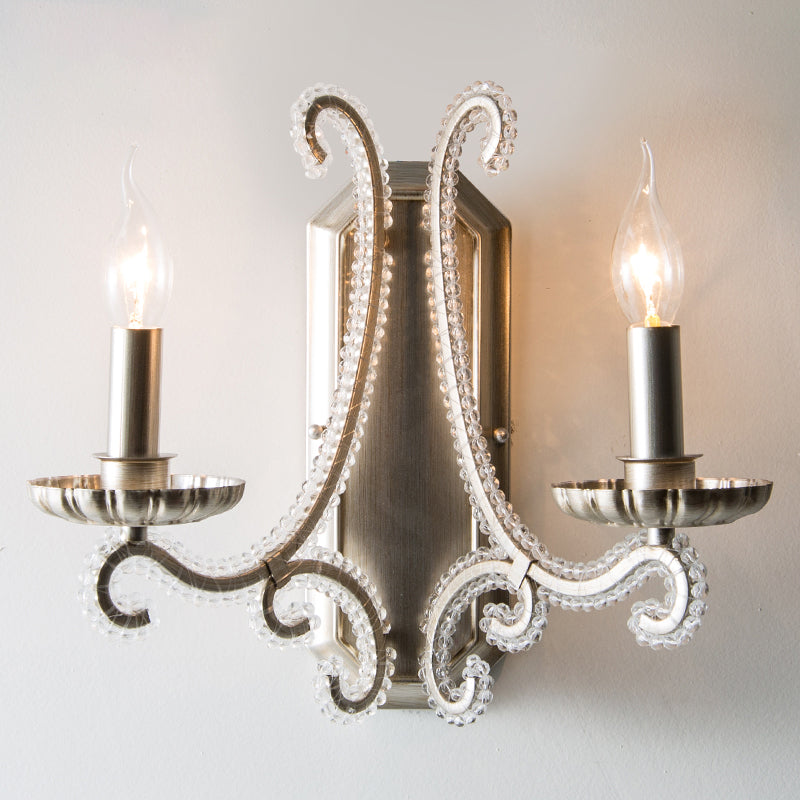Taavita Crystal Beaded Wall Mounted Lamp Fixture - Rustic Candlestick Lighting for Corridor