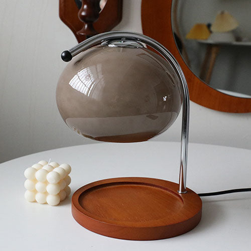 Taavita Vintage Glass Dome Solid Wood Base 1-Light Table Lamp with Melting Wax