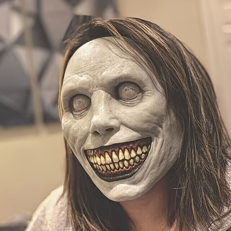 White Demon Halloween Mask Durable PVC Spooky Monster Costume Accessory