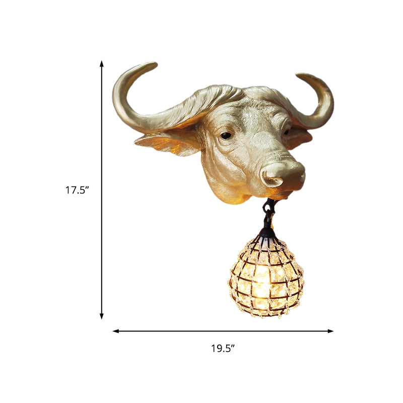 1 Light Wall Lamp Taavita Metal Sconce Light Fixture in Gold with Crystal/Glass Shade
