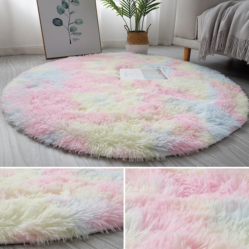 Multi-Colored Fancy Polyester Solid Colored Area Carpet with Non-Slip Backing, Pet Friendly, Easy Care Indoor Rug for Room