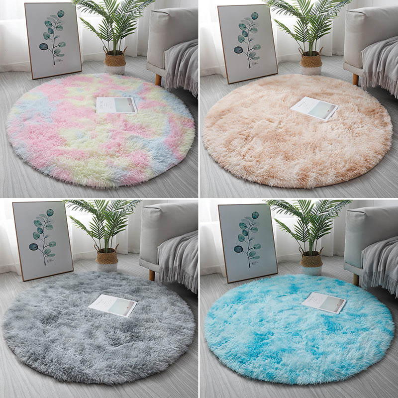 Multi-Colored Fancy Polyester Solid Colored Area Carpet with Non-Slip Backing, Pet Friendly, Easy Care Indoor Rug for Room