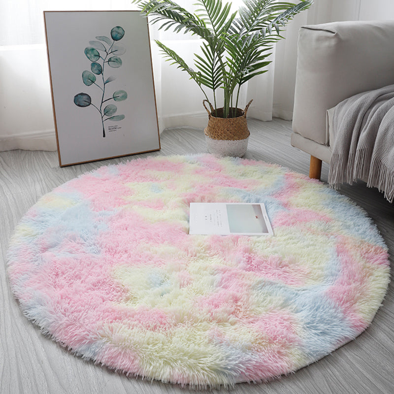 Multi Colored Fancy Rug Polyster Solid Colored Area Carpet Non-Slip Backing Pet Friendly Easy Care Indoor Rug for Room Pink Clearhalo 'Area Rug' 'Casual' 'Rugs' Rug' 2309158