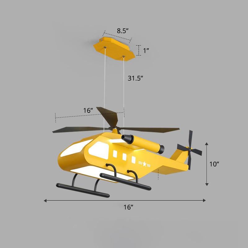 Helicopter LED Suspension Light Fixture Kids Style Metal Bedroom Chandelier Lamp Clearhalo 'Ceiling Lights' 'Chandeliers' Lighting' options 2311118