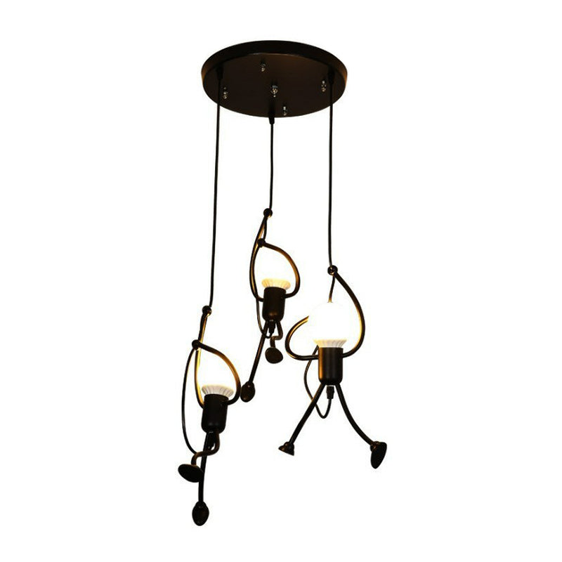 Taavita Stick Figure Multi Ceiling Light Fixture Decorative 3-Bulb Metal Hanging Light