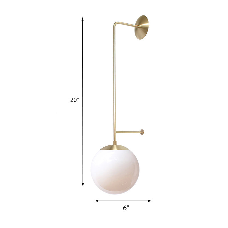 Taavita Globe Wall Lamp 1 Light Clear/White Glass Shade Wall Light in Brass/Black for Living Room – Traditional Metal Light with E12/E14 Socket, 20" Height, Indoor Feature