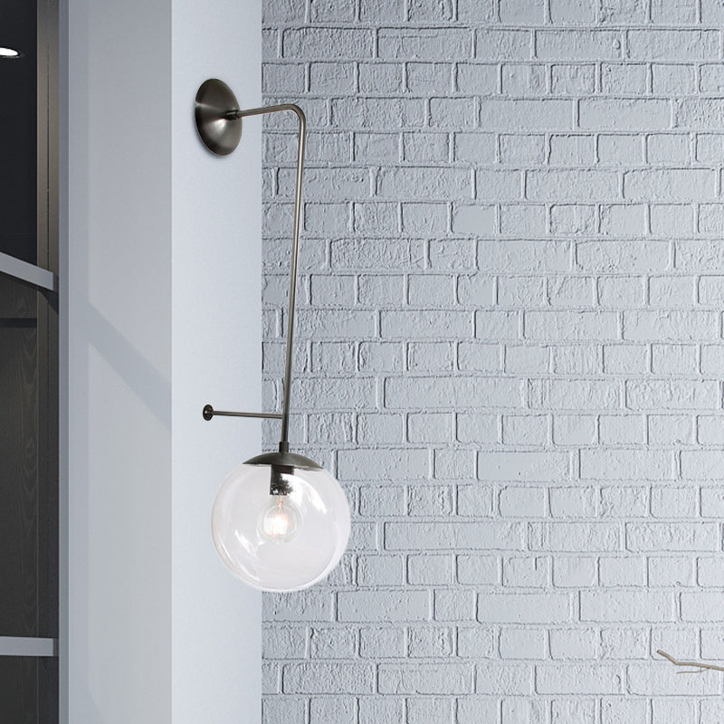 Taavita Globe Wall Lamp 1 Light Clear/White Glass Shade Wall Light in Brass/Black for Living Room – Traditional Metal Light with E12/E14 Socket, 20" Height, Indoor Feature