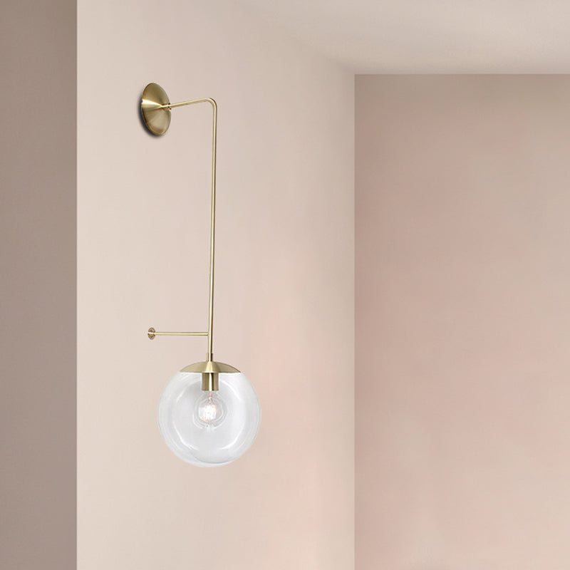 Taavita Globe Wall Lamp 1 Light Clear/White Glass Shade Wall Light in Brass/Black for Living Room – Traditional Metal Light with E12/E14 Socket, 20" Height, Indoor Feature