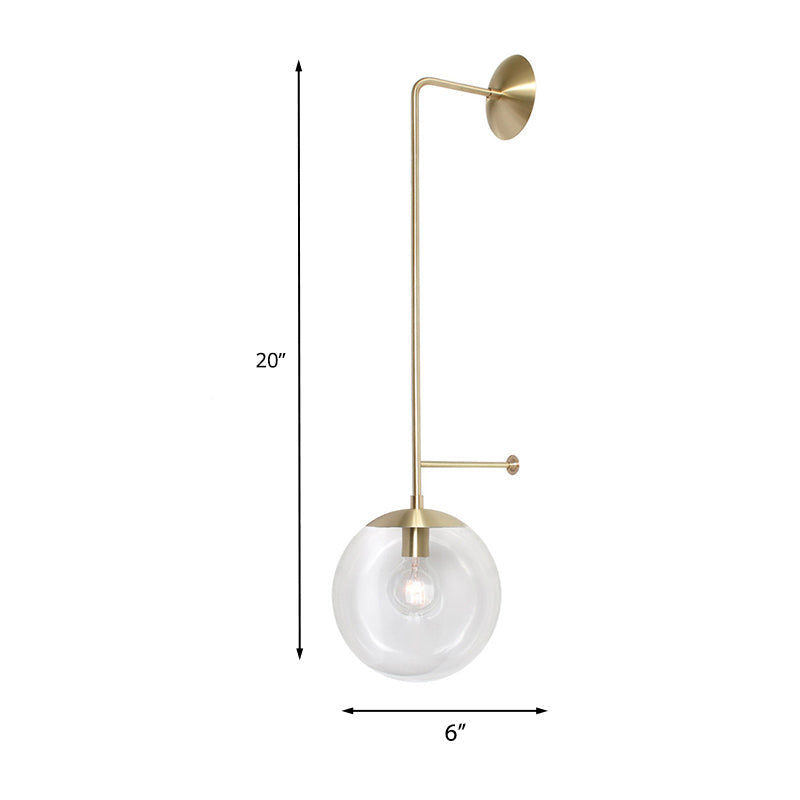 Taavita Globe Wall Lamp 1 Light Clear/White Glass Shade Wall Light in Brass/Black for Living Room – Traditional Metal Light with E12/E14 Socket, 20" Height, Indoor Feature