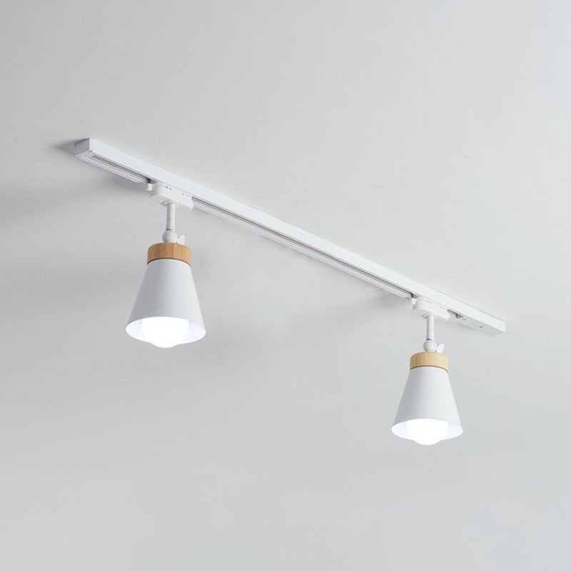 Living Room Semi Flush Mount Lamp Nordic Style Spotlight Track Light with Cone Metal Shade Clearhalo 'Ceiling Lights' 'Close To Ceiling Lights' 'Close to ceiling' 'Semi-flushmount' Lighting' 2312062