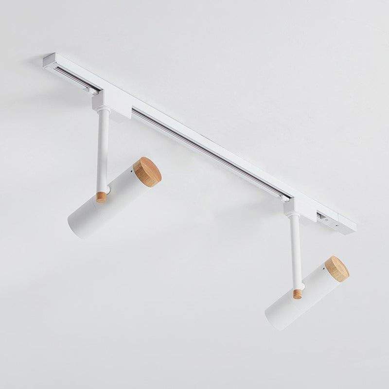 Nordic Tubular Semi Flush Mount Spotlight Metallic Living Room Track Light with Wood Cap Clearhalo 'Ceiling Lights' 'Close To Ceiling Lights' 'Close to ceiling' 'Semi-flushmount' Lighting' 2312080