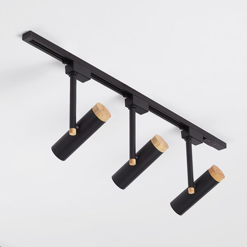 Nordic Tubular Semi Flush Mount Spotlight Metallic Living Room Track Light with Wood Cap Clearhalo 'Ceiling Lights' 'Close To Ceiling Lights' 'Close to ceiling' 'Semi-flushmount' Lighting' 2312085