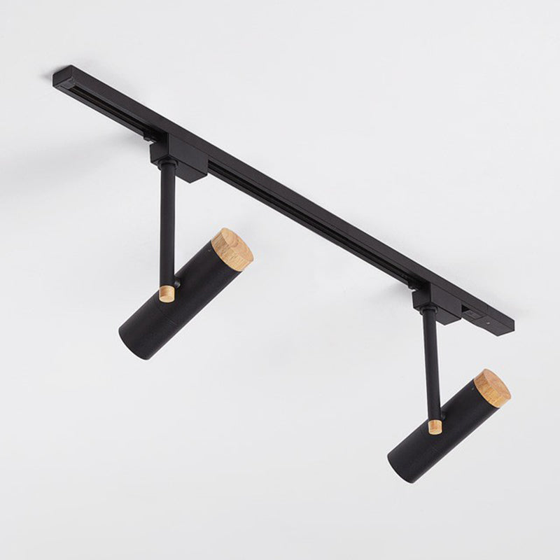 Taavita Tubular Semi-Flush Mount Spotlight Metallic Living Room Track Light with Wood Cap - Modern Design, 2-5 Lights, Available in Black, White, and Grey, LED Bulb Included, 39 Watts & Under