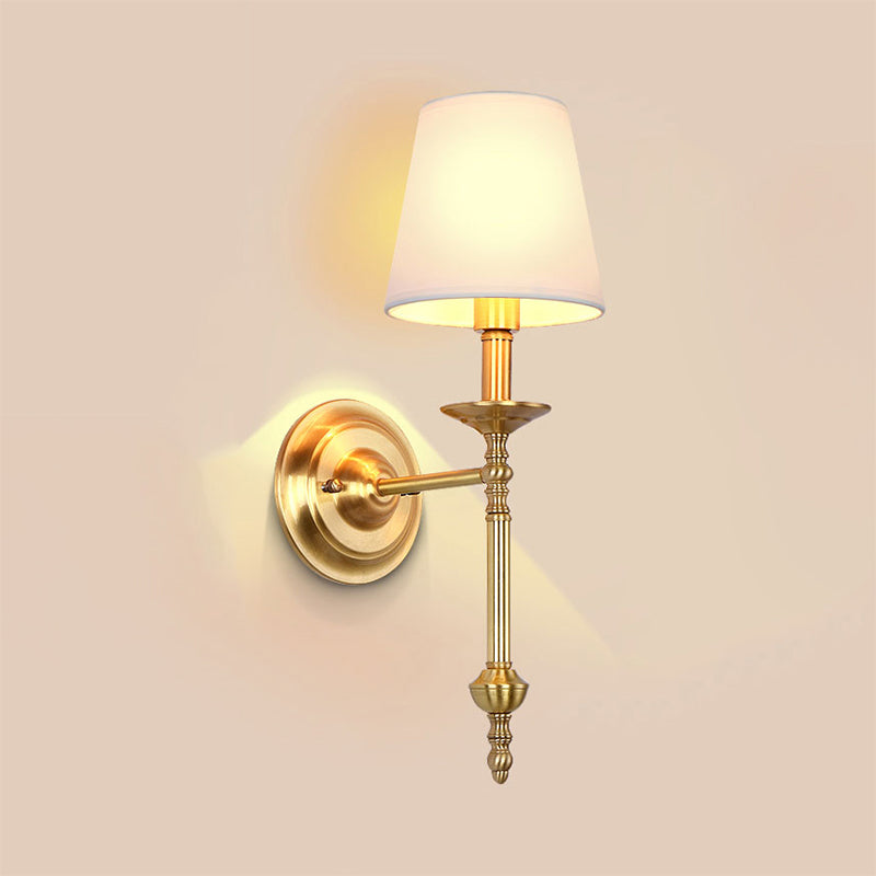 Taavita Retro Wall Lamp White Fabric Shade 1/2 Lamps Dining Room Lighting