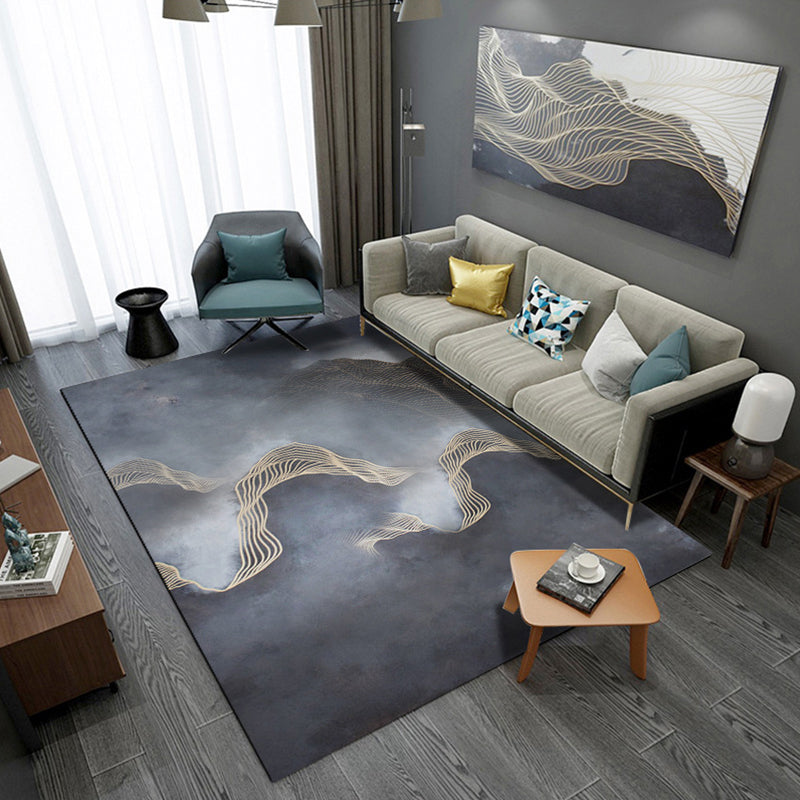Artistic Geometric Abstract Line Rug Multicolor Modern Carpet Synthetics Anti-Slip Backing Pet-Friendly Rug for Great Room Gray-White Clearhalo 'Area Rug' 'Modern' 'Rugs' Rug' 2316992