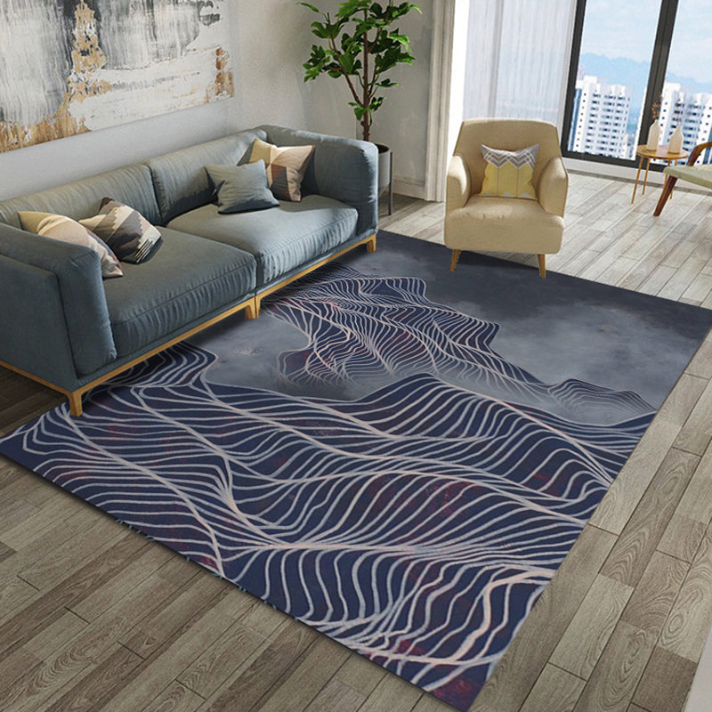 Artistic Geometric Abstract Line Rug Multicolor Modern Carpet Synthetics Anti-Slip Backing Pet-Friendly Rug for Great Room Royal Blue Clearhalo 'Area Rug' 'Modern' 'Rugs' Rug' 2316995