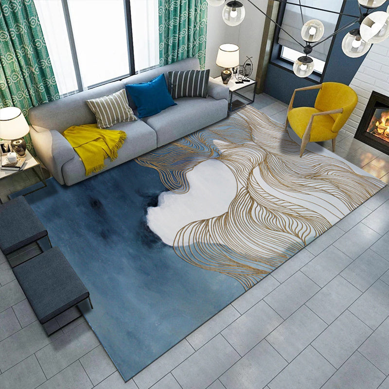 Artistic Geometric Abstract Line Rug Multicolor Modern Carpet Synthetics Anti-Slip Backing Pet-Friendly Rug for Great Room Black Clearhalo 'Area Rug' 'Modern' 'Rugs' Rug' 2316994