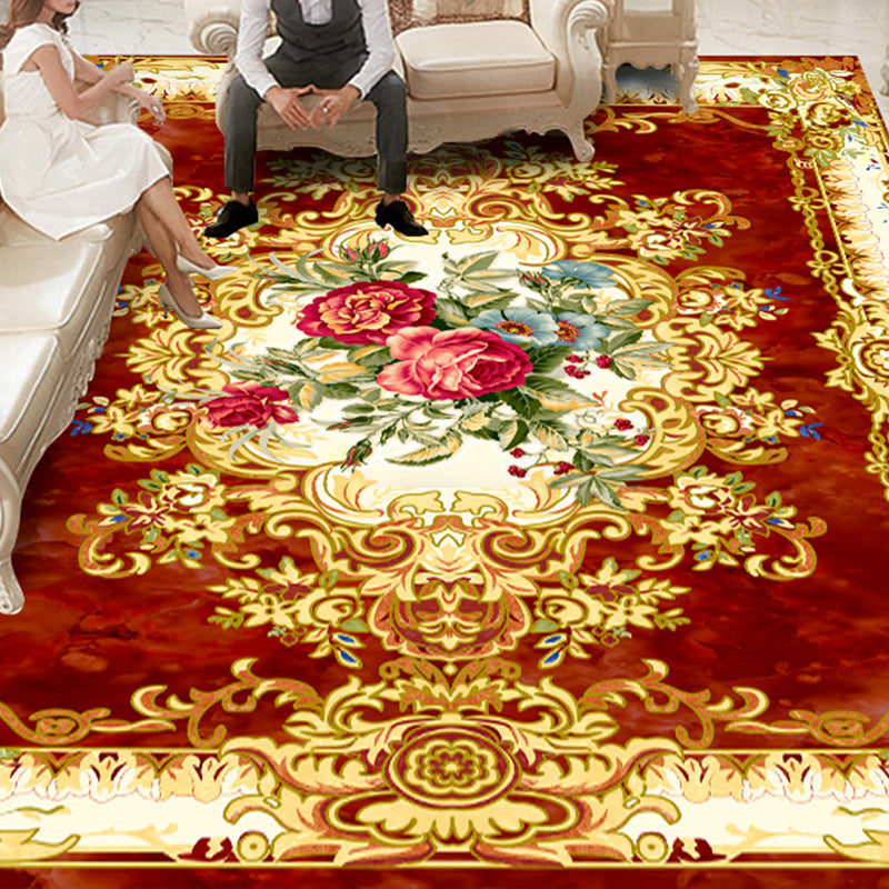 Taavita Vintage Floral Printed Multi-Color Polyester Indoor Carpet Easy Care Pet-Friendly Washable Area Rug for Living Room