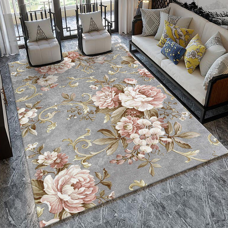 Formal Living Room Rug Multi Color Plant Print Indoor Rug Polypropylene Anti-Slip Backing Pet Friendly Carpet Yellow Clearhalo 'Area Rug' 'Modern' 'Rugs' Rug' 2333242