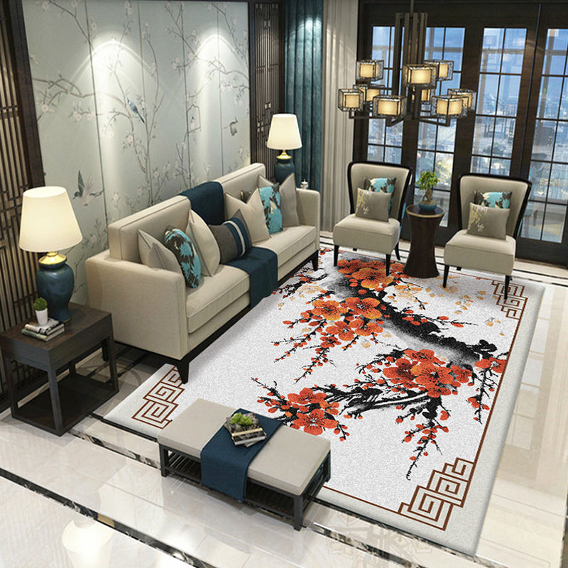 Formal Living Room Rug Multi Color Plant Print Indoor Rug Polypropylene Anti-Slip Backing Pet Friendly Carpet Light Blue Clearhalo 'Area Rug' 'Modern' 'Rugs' Rug' 2333247