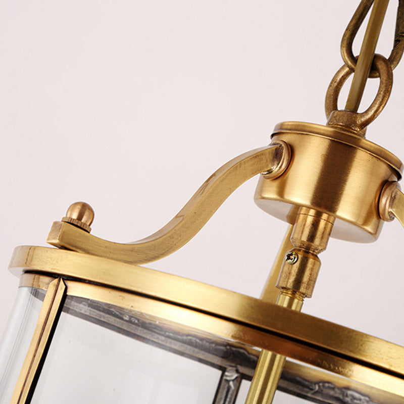 8"/18" Wide Cylindrical Chandelier Lighting Clear Glass Brass 3/5 Bulbs Hanging Ceiling Light
